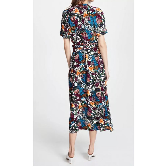 Veronica Beard Colorful Floral Serena Midi Short Sleeve Wrap Dress 0 - Picture 2 of 6